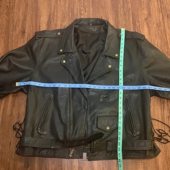 Men’s Leather Motorcycle Jacket Heavyweight Black Size 54 - Picture 4 of 11